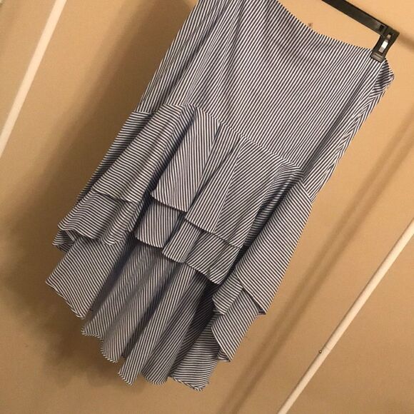 NWT Soprano Blue & White HI-Low Ruffle Skirt - XL - Picture 2 of 8